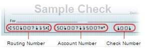 Sample of Checking Account on Check